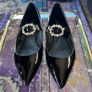 Jeffrey Campbell Black Patent Bergerac Flat Size 9
